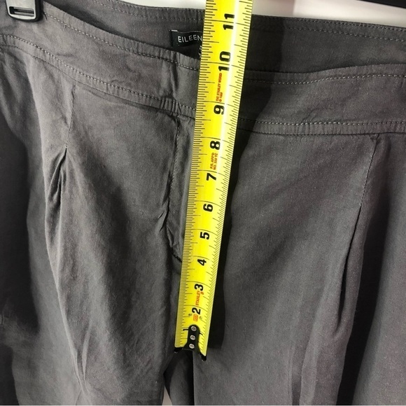 Eileen Fisher Size 10 Linen Blend Pants Pleated Side Zip Cropped Graphite Gray - Picture 8 of 10